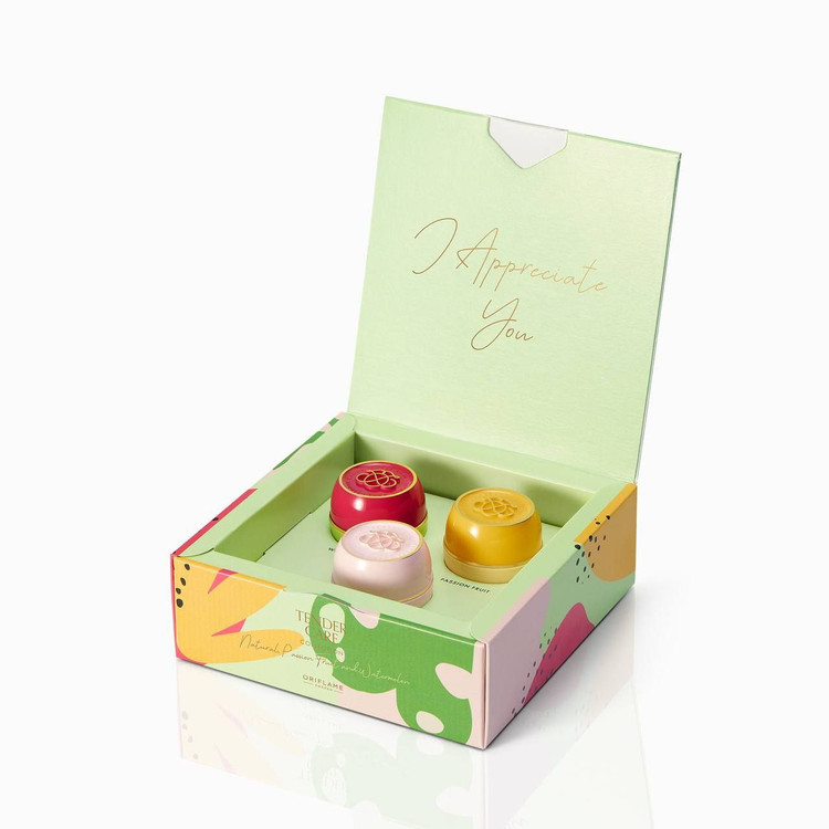 پک سه عددی تندر کر/ بالم موم عسل/پشن فروت،هنداونه،موم عسل/اوریفلیمTender Care Collection - Natural, Passion Fruit and Watermelon