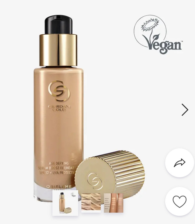 کرم پودر سرمی ضد پیری جوردانی گلد حاوی سرم پری بیوتیک رنگ بژ گرم spf12 اوریفلیمAge Defying Serum Boost Foundation SPF 12 +UVA Protection beig warm